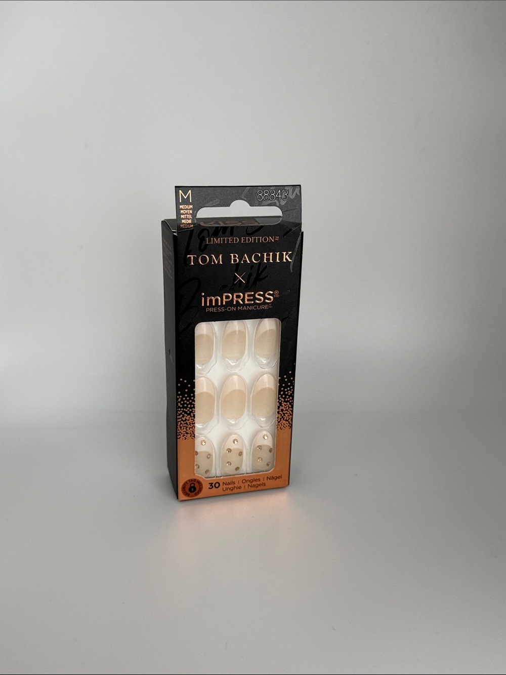 Ultra rare Tom Bachik imPRESS Press-On Manicure - Nude with Sequins BNIB